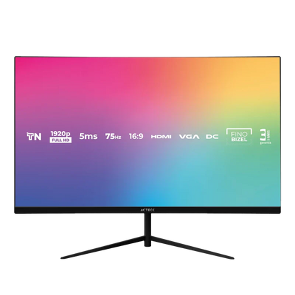Monitor Acteck Captive Vivid Sp270 / 27 Pul / Plano / 1920p Full Hd / Flat Tn / 75 Hz / 5 Ms / Bizel Fino / Vga + Hdmi + Dc / Negro / Ac-935845