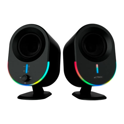 Bocinas Acteck Dynamic Exact Bs630 / Para Escritorio / Indicador De Led / Sonido Estéreo / Inalámbrica / Bluetooth 5.0, Aux 3-5 Mm, Usb / 20 W / Negro/ Ac-935869