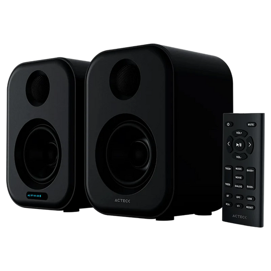 Bocina Acteck Dynamic Exact Bs650 / Bluetooth Para Escritorio / Bluetooth 5.0, Aux 3.5 Mm Y Usb / 50 W / Pantalla Led / Control Remoto / Negra / Ac-935890