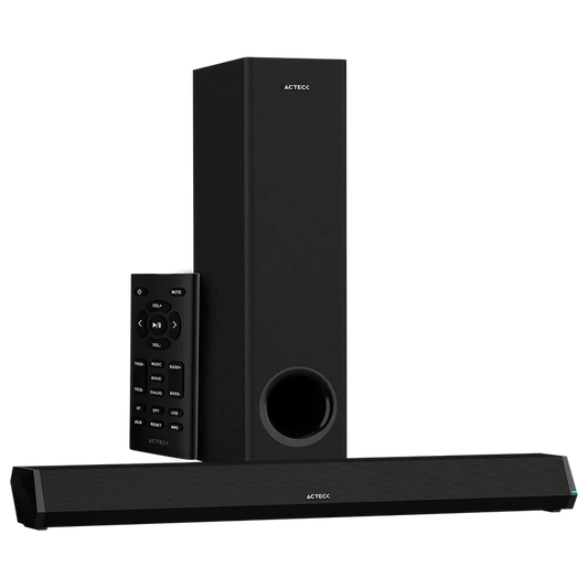Barra De Sonido Acteck Dynamic Trim Bs670 / Subwoofer / Sonido Estereo / 70 W Rms / Bluetooth + Hdmi Arc + Optico + Aux 3.5mm + Usb / Led Indicador / Control Incluido / Negro / Ac-935913