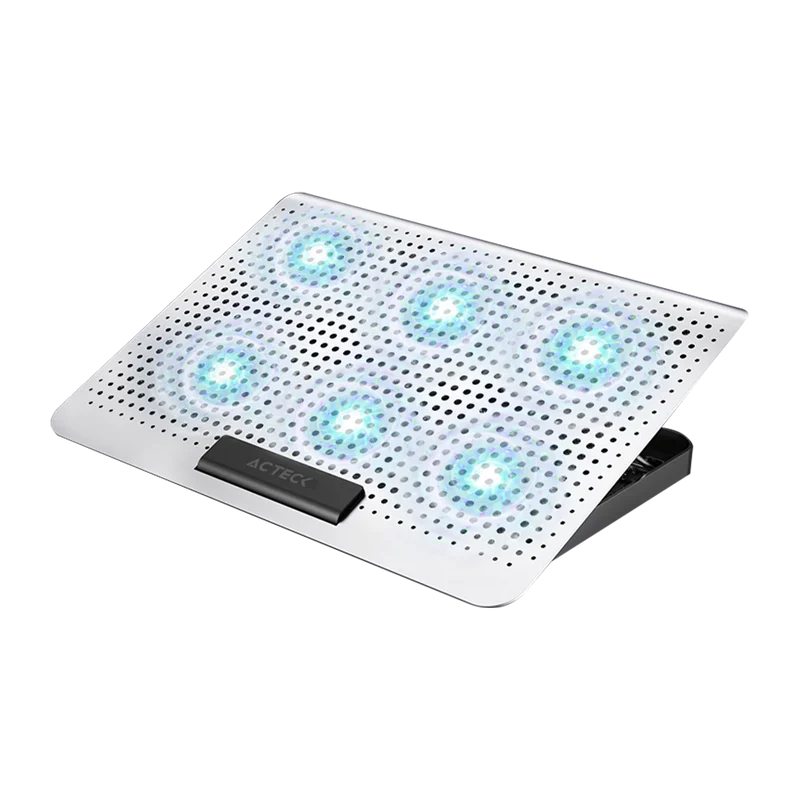 Base Enfriadora Acteck Froost Max B480 / 2 Puertos Usb / 16 Pulgadas / 7 Niveles / 6 Ventiladores 10 W Rms / Aluminio / Antiderrapante / Blanco / Ac-936163