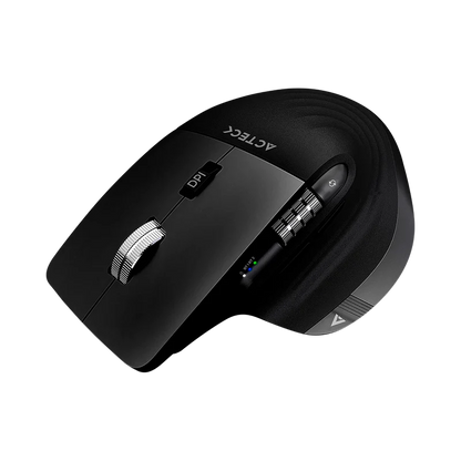 Mouse Acteck Virtuos Pro Mi780 / Vertical / Inalambrico / Dual Bluetooth + Usb / Recargable / Scroll Horizontal / Optico / 8 Botones / 3200 Dpi Ajustable / Negro / Ac-936187