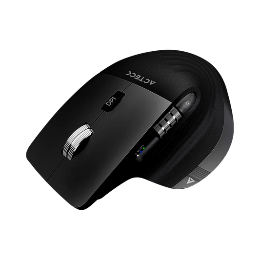 Mouse Acteck Virtuos Pro Mi780 / Vertical / Inalambrico / Dual Bluetooth + Usb / Recargable / Scroll Horizontal / Optico / 8 Botones / 3200 Dpi Ajustable / Negro / Ac-936187