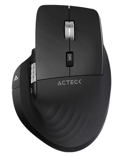 Mouse Acteck Virtuos Pro Mi780 / Vertical / Inalambrico / Dual Bluetooth + Usb / Recargable / Scroll Horizontal / Optico / 8 Botones / 3200 Dpi Ajustable / Negro / Ac-936187