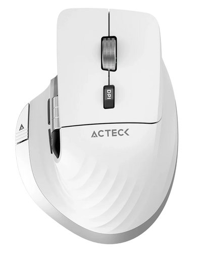 Mouse Acteck Virtuos Pro Mi780 / Vertical / Inalambrico / Dual Bluetooth + Usb / Recargable / Scroll Horizontal / Optico / 8 Botones / 3200 Dpi Ajustable / Blanco / Ac-936194