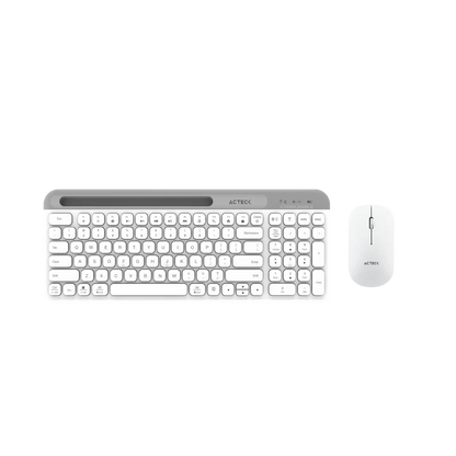 Kit Acteck Creator Virtuos Silk Mk720 / Teclado Y Mouse / Inalambrico / Dual Bt Usb / Recargable / EspaÑol / 100 Teclas / Multimedia / Ranura P /dispositivos /4000 Dpi / Optico / Blanco / Ac-936262