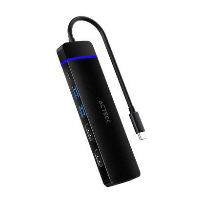 Hub Acteck Gate 8v Dh676 / 8 En 1 / Entrada Usb C / Hdmi 4k 30 Hz / Sd-tf 480 Mb / Dp Tipo C 100w / Usb 3.0 / Dp 10.2 Gbps / Win - Mac - Linux / Negro / Ac-936477
