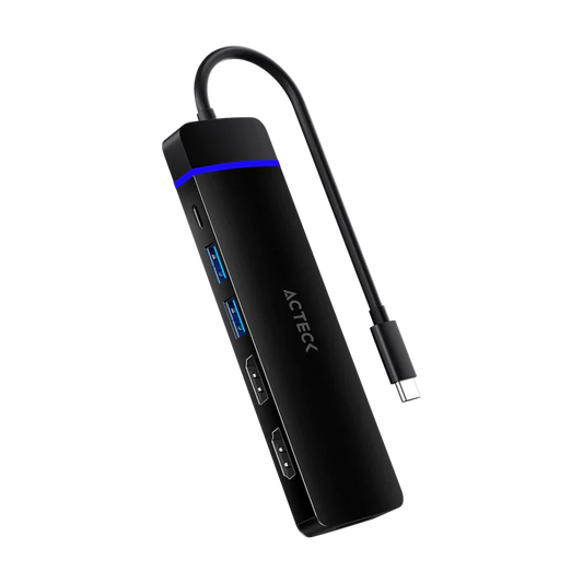 Hub Acteck Gate 8v Dh676 / 8 En 1 / Entrada Usb C / Hdmi 4k 30 Hz / Sd-tf 480 Mb / Dp Tipo C 100w / Usb 3.0 / Dp 10.2 Gbps / Win - Mac - Linux / Negro / Ac-936477