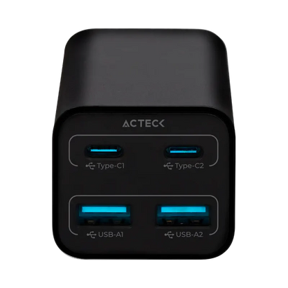 Cargador Acteck Energon Pro Ce717 / De Pared Para Escritorio / Carga Rapida / 100 W / 2x Usb C + 2x Usb A / Negro / Ac-936491