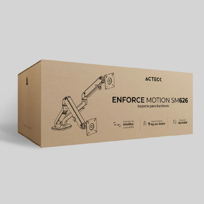 Soporte Acteck Enforce Motion Sm626 / Monitor 17 A 32 Pulg / Max 9 Kg Por Brazo / Articuilado Hidraulico / Escritorio / Vesa / Ajuste Para Monitor Curvo / Inclinacion Y Giro Ajustable / Ac-936552