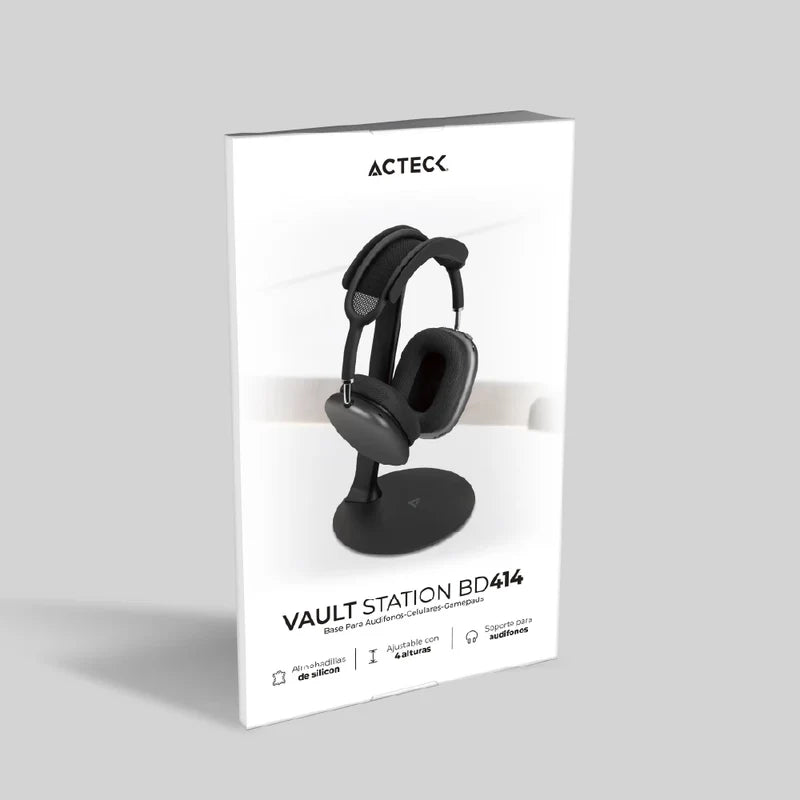Soporte Acteck Vault Station Bd414 / Base Para Diadema Y Control / Silicon / Antideslizante / Ajustable / Negro / Ac-936590