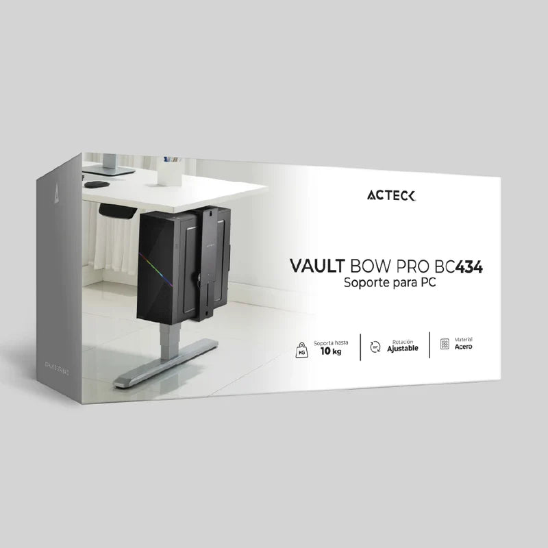 Soporte Acteck Vault Bow Pro Bc434 / Para Pc / Rotacion Altura Y Profundidad Ajustable / Hasta 10 Kg / Fijacion Por Atornillado / Negro / Acero / Ac-936613