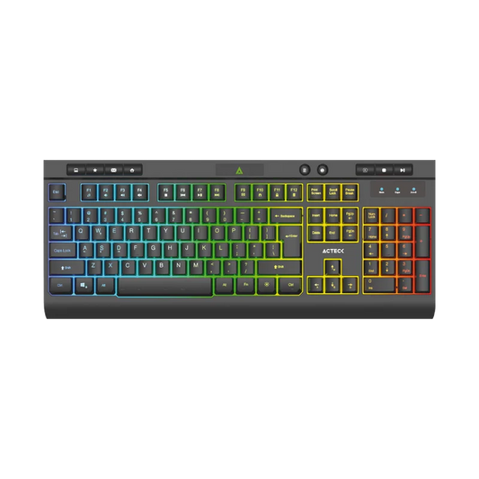 Teclado Acteck Aurean Pro Ta477g / Alambrico Usb / Multimedia / Iluminacion Rgb / Anti-ghosting / 105 Teclas/ Membrana / EspaÑol / Negro / Ac-936743