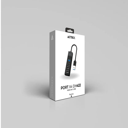 Hub Acteck Port X4 Dh422 / Hub 4 En 1 Usb / 1x Usb 3.0 / 3 X Usb 2.0 / Negro / Ac-937061