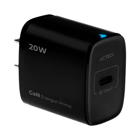 Cargador De Pared Acteck Energon Prime Cp415 / 20w / Usb C / Carga Rapida / Negro / Ac-937122