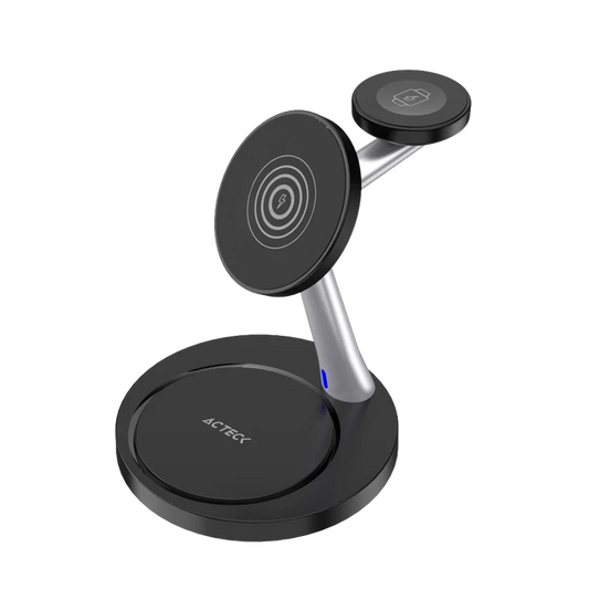 Cargador Acteck Energon S-mate Ci740 / Inalambrico Qi / 15 W / 3 Dispositivos / Compatible Con Apple / Ac-937139