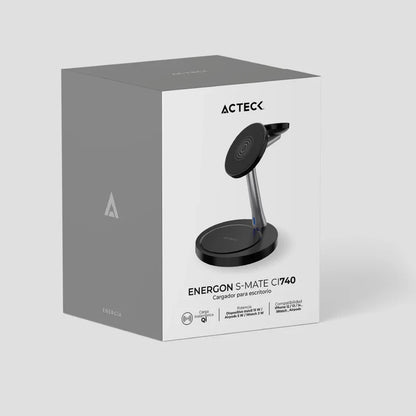 Cargador Acteck Energon S-mate Ci740 / Inalambrico Qi / 15 W / 3 Dispositivos / Compatible Con Apple / Ac-937139