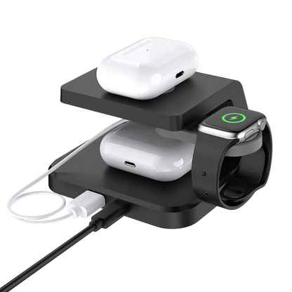 Cargador Acteck Energon S-mate Ci730 / Inalambrico Qi / 3w - 15 W / Apple - Samsung / 3 Dispositivos / Reloj Digital / Negro / Ac-937146