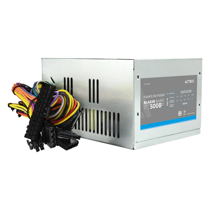 Fuente De Poder Acteck  Blazar Basic Ft500b / Atx / 500 W /  Ventilador 120 Mm / Bajo Nivel De Ruido / 1 AÑo De Garantia / Metalico / Ac-938150