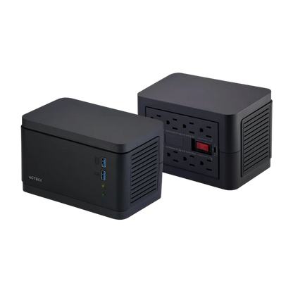 Regulador Acteck Enertor Protect Rv1200 / 1200 Va - 600 W / Proteccion De Sobrecarga / Avr / 2x Usb / Indicador Led / 8 Tomacorriente / 175 J / Negro / Ac-938204