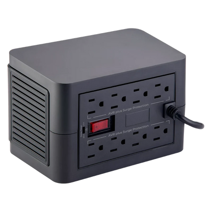 Regulador Acteck Enertor Protect Rv1200 / 1200 Va - 600 W / Proteccion De Sobrecarga / Avr / 2x Usb / Indicador Led / 8 Tomacorriente / 175 J / Negro / Ac-938204