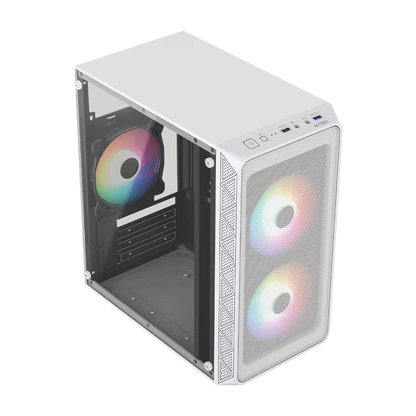 Gabinete Acteck Doom Pro Mesh Gi730m / Mini Torre / Mini Itx, Micro Atx / Fuente De Poder 600 W / Panel Cristal Templado / Ventilador Frgb / 3 AÑos De Garantia / Blanco / Ac-939256
