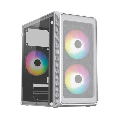 Gabinete Acteck Doom Pro Mesh Gi730m / Mini Torre / Mini Itx, Micro Atx / Fuente De Poder 600 W / Panel Cristal Templado / Ventilador Frgb / 3 AÑos De Garantia / Blanco / Ac-939256