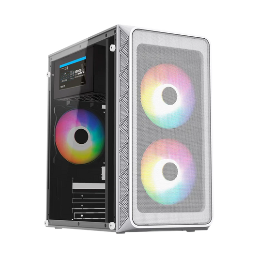 Gabinete Acteck Doom Pro Mesh Gi730m / Mini Torre / Mini Itx, Micro Atx / Fuente De Poder 600 W / Panel Cristal Templado / Ventilador Frgb / 3 AÑos De Garantia / Blanco / Ac-939256