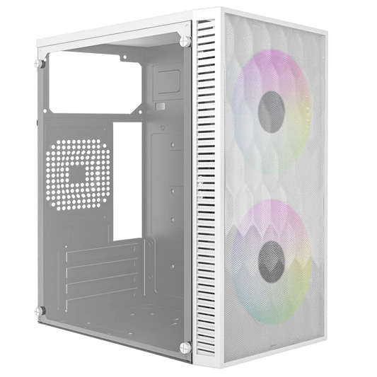 Gabinete Acteck Fuji Gc470 / Mini Torre / Micro Atx , Mini Itx / Fuente 500w / Incluye 2 Ventiladores 120 Mm / Panel Izq Acrilico + Frente Mesh / Blanco / Ac-939515