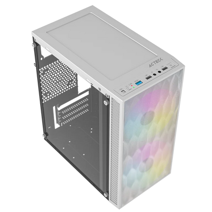 Gabinete Acteck Fuji Gc470 / Mini Torre / Micro Atx , Mini Itx / Fuente 500w / Incluye 2 Ventiladores 120 Mm / Panel Izq Acrilico + Frente Mesh / Blanco / Ac-939515