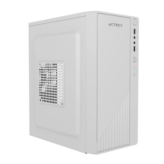Gabinete Acteck Kioto Gc220f / Mini Torre / Micro Atx, Mini Itx / Fuente 500w / Full Metalico + Frente Solido / Blanco / Ac-939546