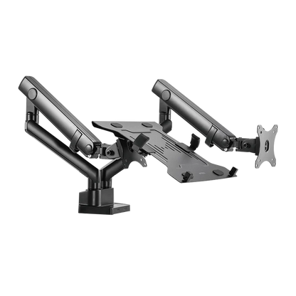 Soporte Acteck Enforce Motion Sm636 / Para Monitor 17-32 Pulg Y Laptop 10-15.6 Pulg / Rotacion Ajustable / Vesa 75-100mm / Adaptador De Escritorio / Max 8 Kg Por Brazo / Negro / Ac-939645