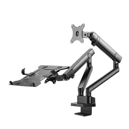 Soporte Acteck Enforce Motion Sm636 / Para Monitor 17-32 Pulg Y Laptop 10-15.6 Pulg / Rotacion Ajustable / Vesa 75-100mm / Adaptador De Escritorio / Max 8 Kg Por Brazo / Negro / Ac-939645