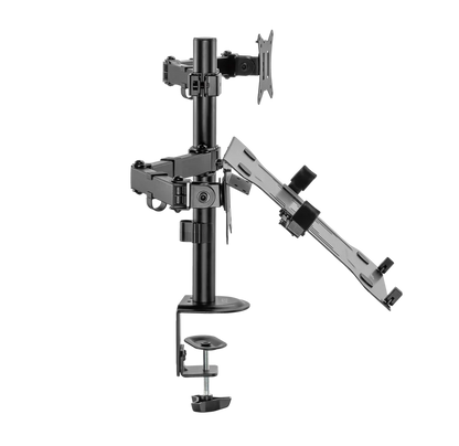 Soporte Acteck Enforce Zone Sm480 / Para Monitor 17-32 Pulg Y Laptop 10-15.6 Pulg / Articulado / Para Escritorio / Inclinacion Y Giro Ajustable / Max 9kg Monitor - 4 Kg Lap / Negro / Ac-939652