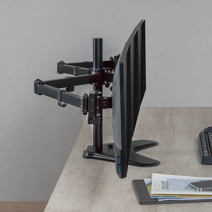 Soporte Acteck Enforce Zone-b Sm435 / De Escritorio / 3 Monitores / 17 - 32 Pulg / Hasta 9 Kg Por Brazo / Inclinacion Y Giro Ajustable / Vesa 75 - 100 Mm / Organizador De Cables / Negro / Ac-939676