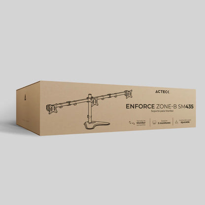 Soporte Acteck Enforce Zone-b Sm435 / De Escritorio / 3 Monitores / 17 - 32 Pulg / Hasta 9 Kg Por Brazo / Inclinacion Y Giro Ajustable / Vesa 75 - 100 Mm / Organizador De Cables / Negro / Ac-939676