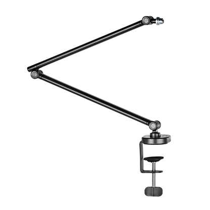Soporte  Acteck Para Microfono Enforce Zone Micro Bm400 / Inclinacion Y Giro Ajustable / 1 Kg / Led Rgb / Alcance 357 Mm / Fijacion C-clamp / Advanced Series / Negro / Ac-939706