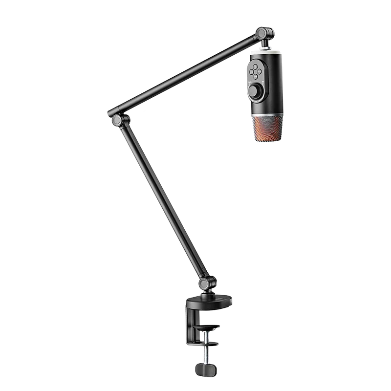 Soporte  Acteck Para Microfono Enforce Zone Micro Bm400 / Inclinacion Y Giro Ajustable / 1 Kg / Led Rgb / Alcance 357 Mm / Fijacion C-clamp / Advanced Series / Negro / Ac-939706