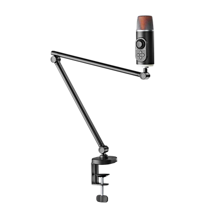 Soporte  Acteck Para Microfono Enforce Zone Micro Bm400 / Inclinacion Y Giro Ajustable / 1 Kg / Led Rgb / Alcance 357 Mm / Fijacion C-clamp / Advanced Series / Negro / Ac-939706