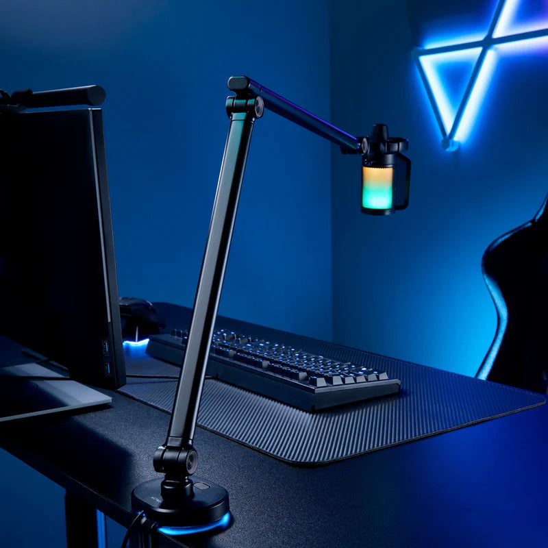 Soporte  Acteck Para Microfono Enforce Zone Micro Bm400 / Inclinacion Y Giro Ajustable / 1 Kg / Led Rgb / Alcance 357 Mm / Fijacion C-clamp / Advanced Series / Negro / Ac-939706