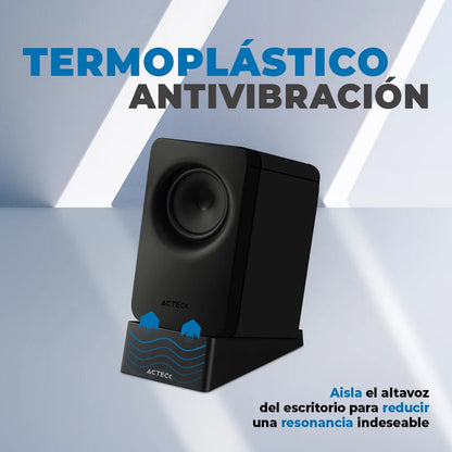 Base Acteck Para Bocinas Vault Acoustic Bb400 / Mejora La Acustica / Inclinacion 15* / Aisla La Vibracion / Advanced Series / Negro / Ac-939737