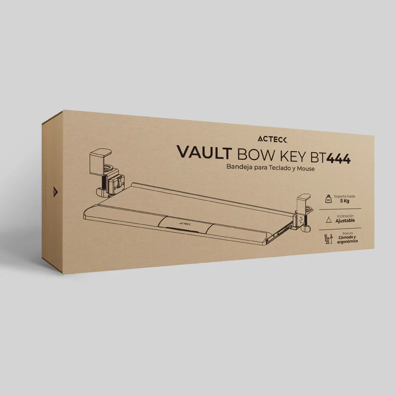 Bandeja Acteck De Teclado Y Mouse Vault Bow Key Bt444 / Para Debajo Del Escritorio / Hasta 5 Kg / Inclinacion 15* / Fijacion C-clamp Advanced Series / Negro / Ac-939751