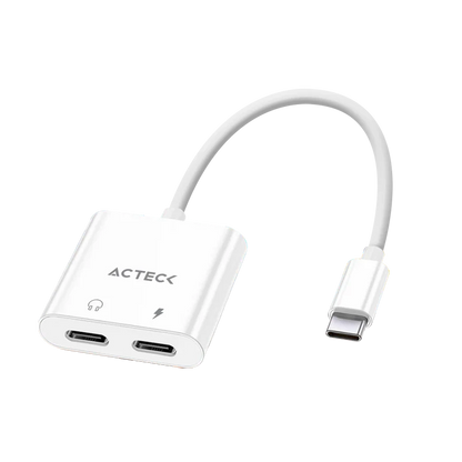Adaptador Acteck Shift Plus Aa415 / Usb C - 2x Usb C / Audio - Tipo C Dp / Android - Ios / Blanco / Ac-939768