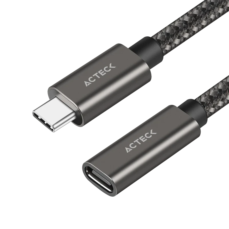 Cable Acteck Extension Link Plus Ce414 / Usb C - Usb C 3.1 / 60 Cm / 4k A 60 Hz / 10 Gbps / Nylon Trenzado / Macho A Hembra / Negro / Ac-939782