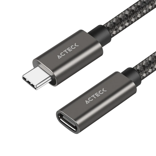 Cable Acteck Extension Link Plus Ce414 / Usb C - Usb C 3.1 / 60 Cm / 4k A 60 Hz / 10 Gbps / Nylon Trenzado / Macho A Hembra / Negro / Ac-939782