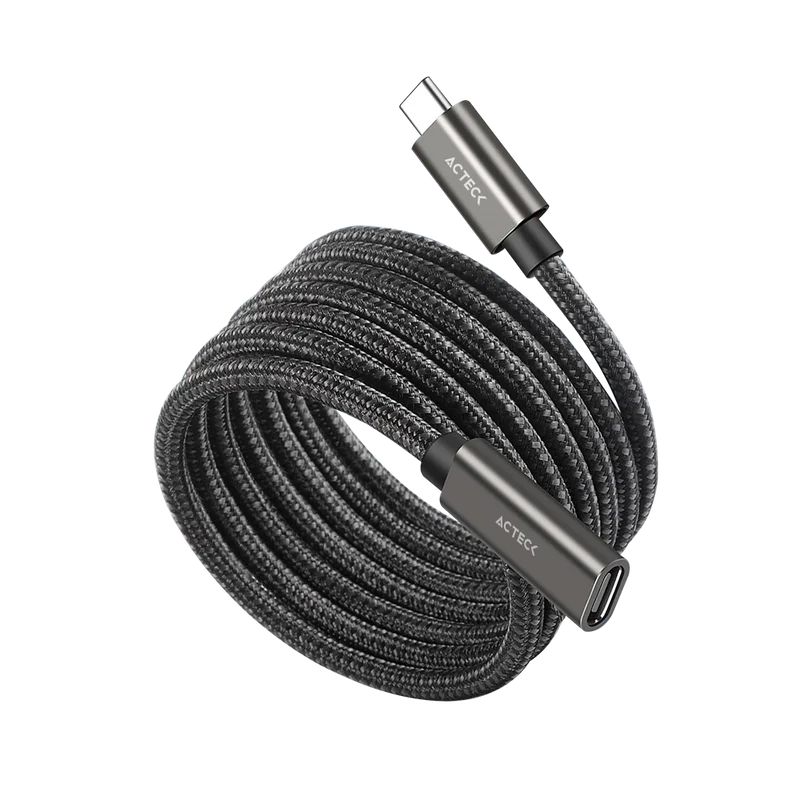 Cable Acteck Extension Link Plus Ce414 / Usb C - Usb C 3.1 / 60 Cm / 4k A 60 Hz / 10 Gbps / Nylon Trenzado / Macho A Hembra / Negro / Ac-939782