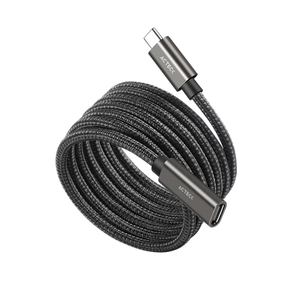 Cable Acteck Extension Link Plus Ce414 / Usb C - Usb C 3.1 / 60 Cm / 4k A 60 Hz / 10 Gbps / Nylon Trenzado / Macho A Hembra / Negro / Ac-939782