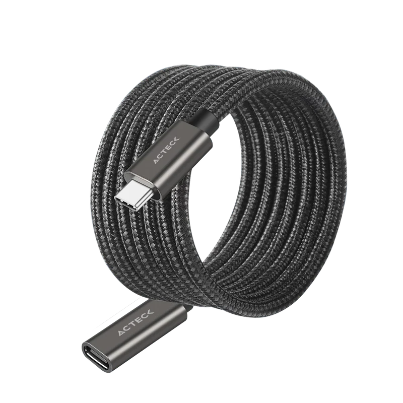 Cable Acteck Extension Link Plus Ce414 / Usb C - Usb C 3.1 / 60 Cm / 4k A 60 Hz / 10 Gbps / Nylon Trenzado / Macho A Hembra / Negro / Ac-939782