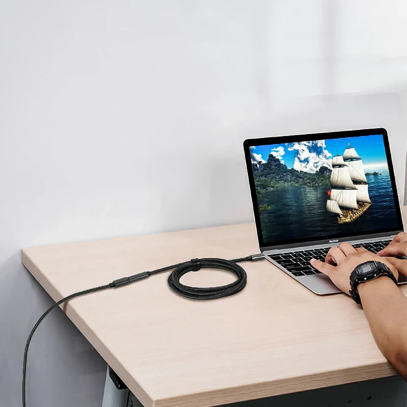 Cable Acteck Extension Link Plus Ce414 / Usb C - Usb C 3.1 / 60 Cm / 4k A 60 Hz / 10 Gbps / Nylon Trenzado / Macho A Hembra / Negro / Ac-939782
