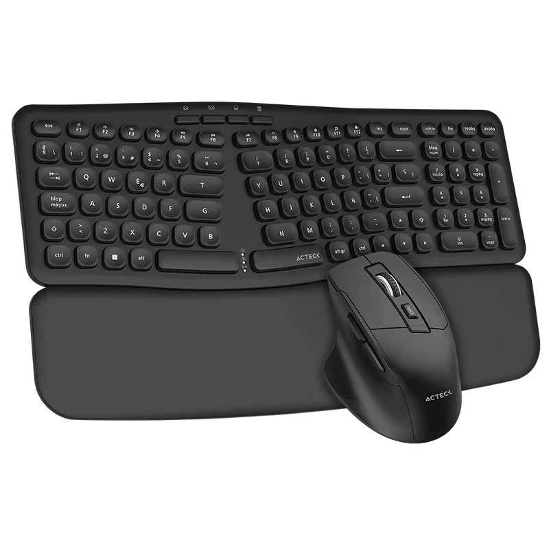 Kit Teclado Y Mouse Acteck Creator Ultra Confort Mk650 / Inalambrico / Membrana / Ergonomico / Reposabrazos / Negro / Ac-939867